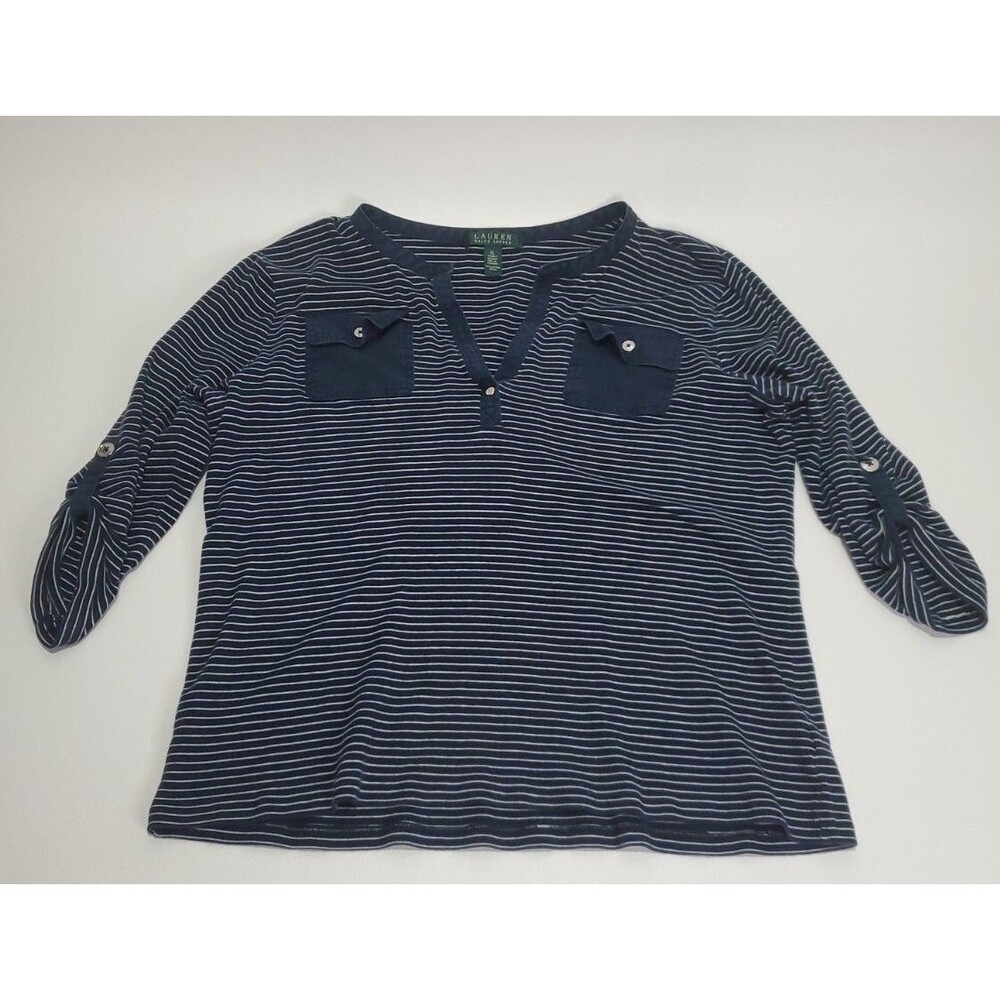 Lauren Ralph‎ Lauren Women's 1/2 Sleeve V-Neck Blouse, XL